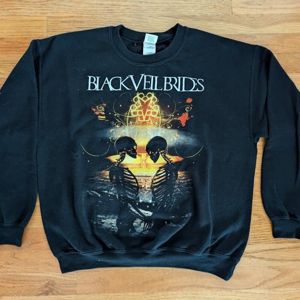 BLACK VEIL BRIDES Crew Neck Sweatshirt Black Large GRAPHIC